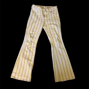 ANTHROPOLOGY Pilcro High Rise Yellow Striped Flares